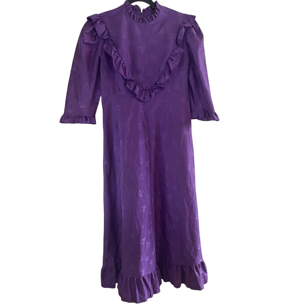 Vintage Purple Especially For You Made in Hawaii Ruffle Detailed Muumuu Dress 12